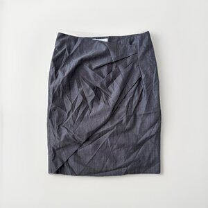 Max Mara Womens Pencil Skirt Gray Size Large Faux Wrap Side Zipper